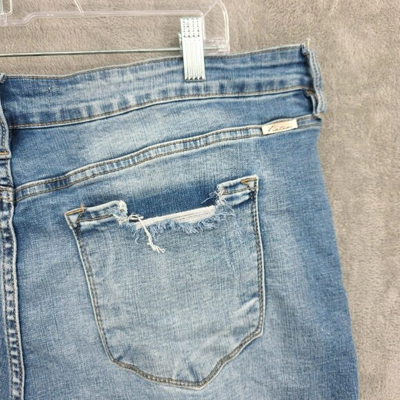 Kancan Mid Rise Ankle Skinny Jeans 3XL Medium Wash Blue Distressed Frayed Hems - Picture 9 of 11